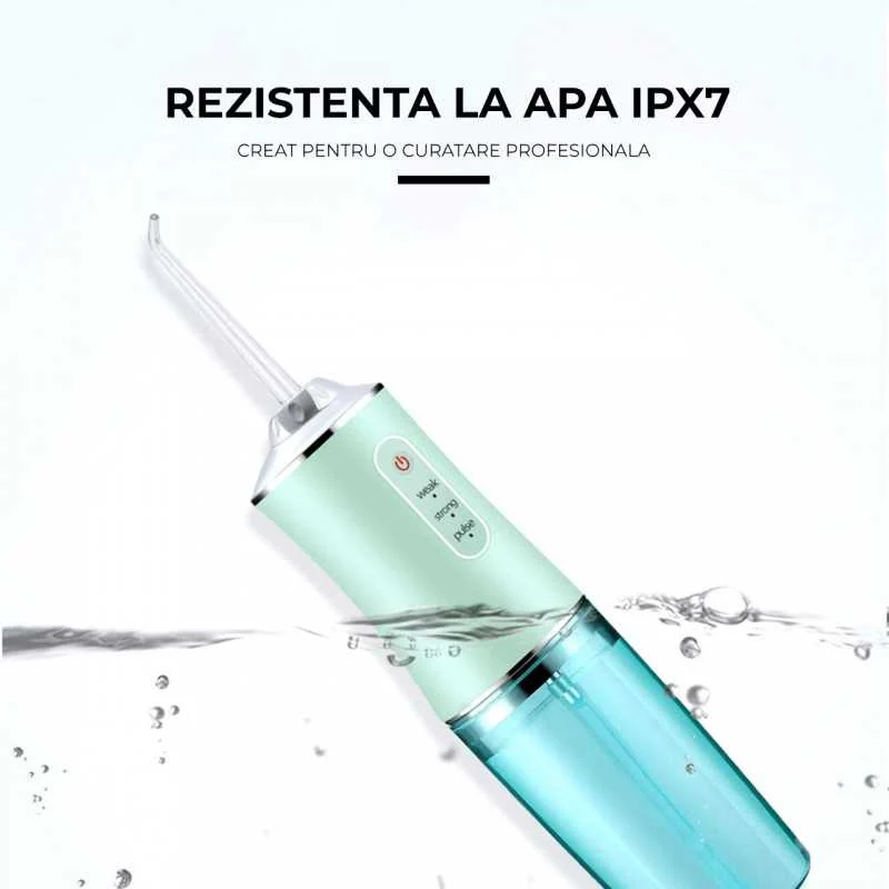 Irigator Oral cu 4 Capete – 3 Moduri de Curățare | Rezervor 220ml, Jet Puternic pentru Igienă Dentară Profesională