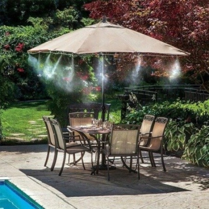 1+1 GRATIS: Aspersor cu pulverizare tip spray 10m pentru terase si restaurante, presiune de lucru 2.5 bar, 10 duze incluse