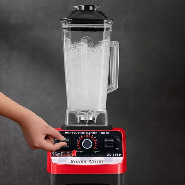 Blender 2 in 1 Silver Crest, Ice Crusher, 15 viteze, 32.000 rpm, 4500w, Puls, 2.5 L, Negru cu Rosu