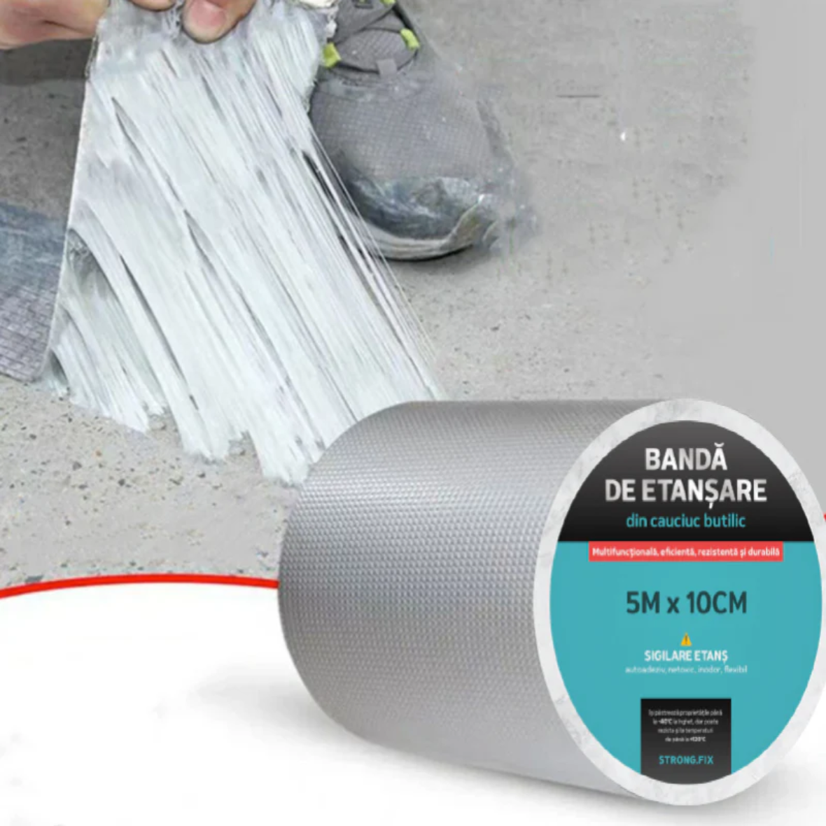 Banda Autoadeziva de Etansare din Aluminiu cu Butil Strong.FIX, 10cm x 5m