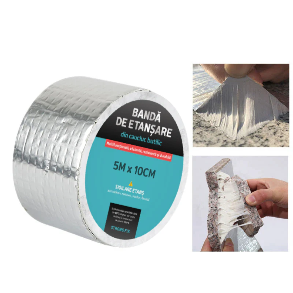 Banda Autoadeziva de Etansare din Aluminiu cu Butil Strong.FIX, 10cm x 5m