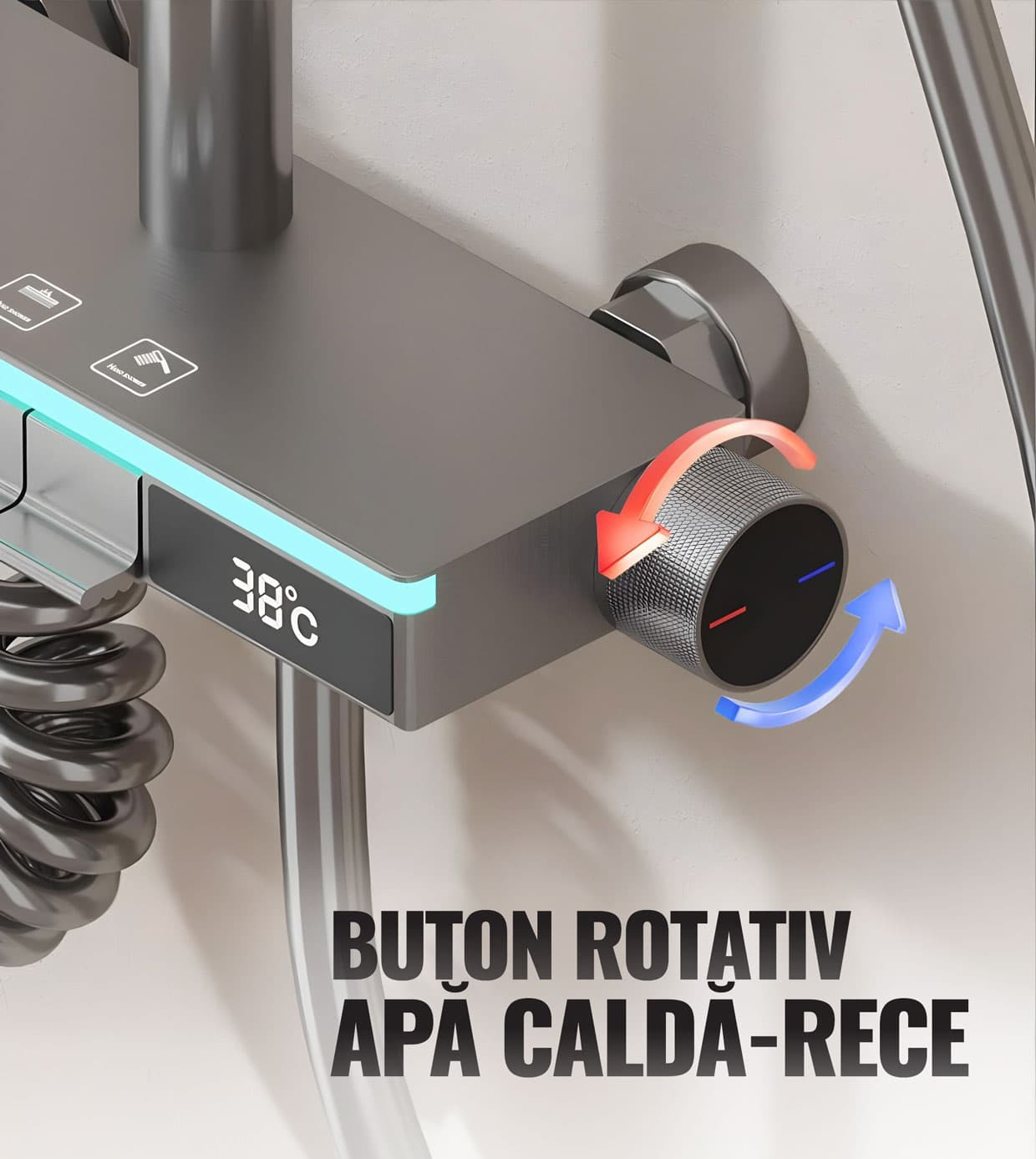 Coloană de Duș Smart JRH C84 – Display LED, Temperatură Digitală, 4 Moduri de Curgere