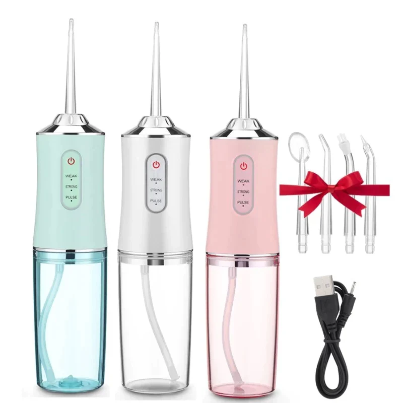 Irigator Oral cu 4 Capete – 3 Moduri de Curățare | Rezervor 220ml, Jet Puternic pentru Igienă Dentară Profesională