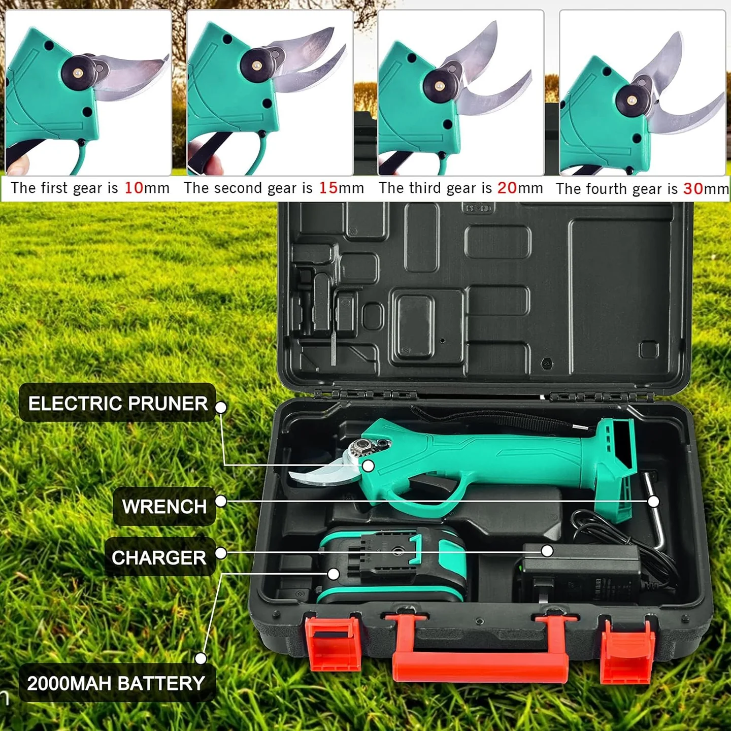 Foarfecă Electrică de Grădină cu 2 Acumulatori 24V – Tăiere până la 30 mm