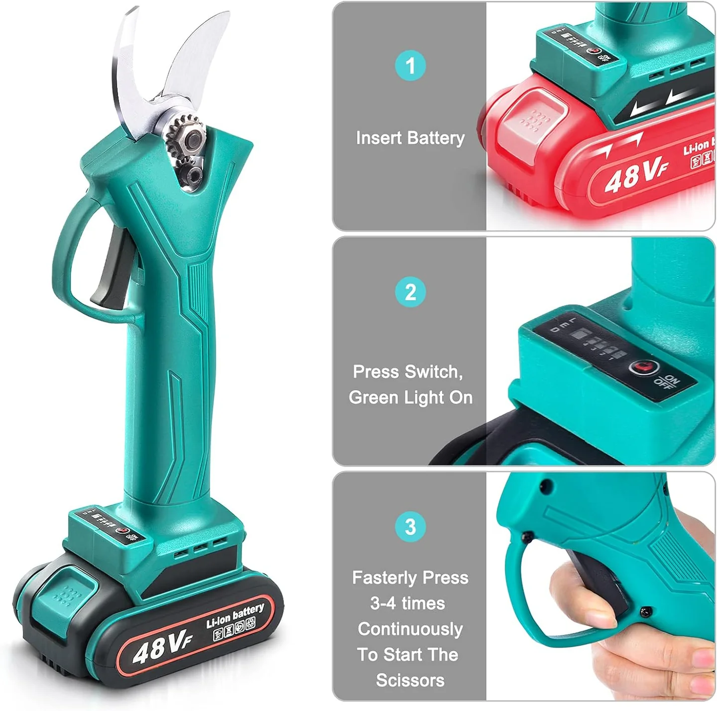 Foarfecă Electrică de Grădină cu 2 Acumulatori 24V – Tăiere până la 30 mm