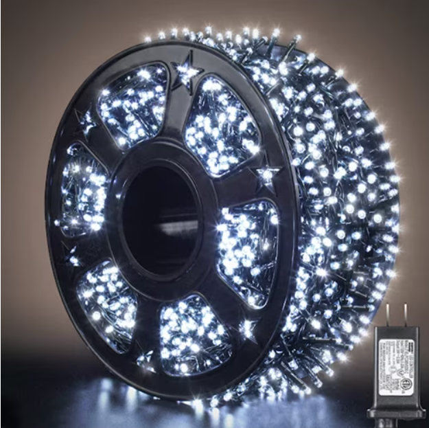 Instalatie De Craciun Tip Rola 50m, Cu 8 Jocuri De Lumini, Alimentare 220V, Protectie IP44, Pentru Interior/Exterior, Lumina Alb Rece