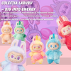 Jucarie de plus surpriza Labubu, din colectia Big into energy, design unic, 15 cm, breloc pentru atasare la geanta, chei sau ghiozdan