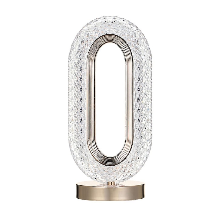 1+1 GRATIS : Lampa LED decorativa, veioza din cristal acrilic, lumina ambientala, 3 culori, alb rece/cald/neutru, control touch, reincarcabila, ovala