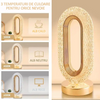 1+1 GRATIS : Lampa LED decorativa, veioza din cristal acrilic, lumina ambientala, 3 culori, alb rece/cald/neutru, control touch, reincarcabila, ovala