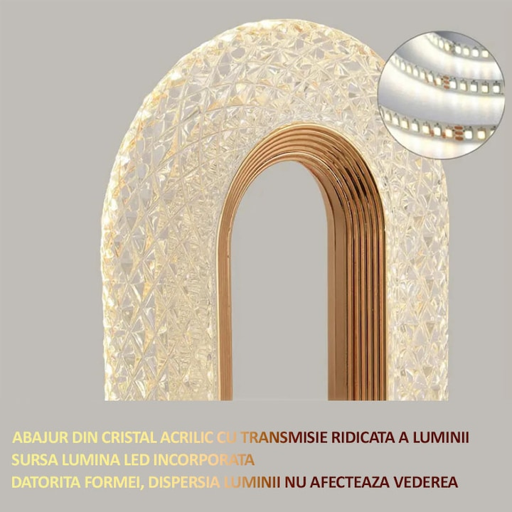 1+1 GRATIS : Lampa LED decorativa, veioza din cristal acrilic, lumina ambientala, 3 culori, alb rece/cald/neutru, control touch, reincarcabila, ovala