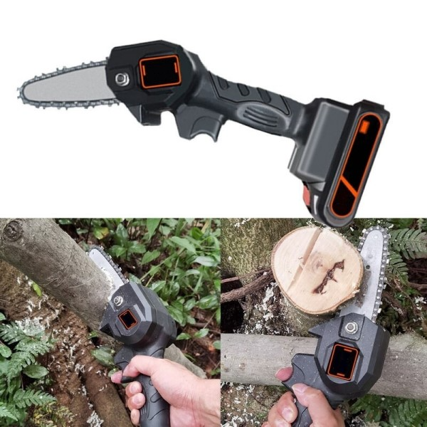 Mini Drujba, Fierăstrău Electric de Mâna, 6 inch, cu Lama, Lant si 2 Acumulatori