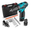 Set Bormasina Electrica  cu 2 Acumulatori 12V, Set 24 de Accesorii, 1400 RPM