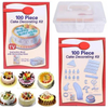 Set 100 piese pentru decorare torturi si prajituri, plastic