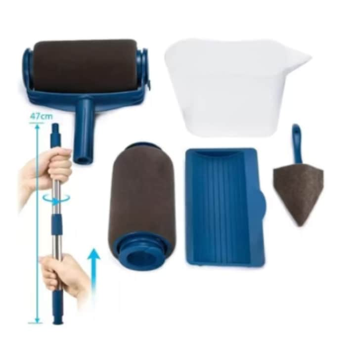 Set trafalet, cu umplere si rezervor cu recipient, brat extensibil si 2 accesorii pentru colturi, albastru