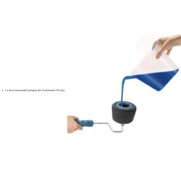 Set trafalet, cu umplere si rezervor cu recipient, brat extensibil si 2 accesorii pentru colturi, albastru
